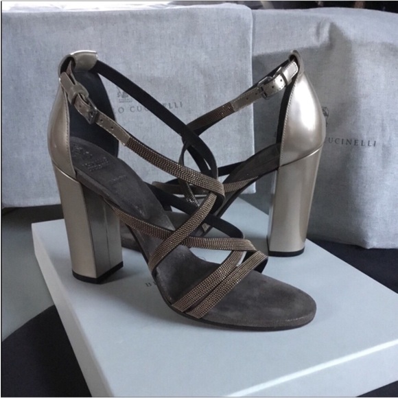 BRUNELLO CUCINELLI AUTHENTIC MONILI TRIM STRAPE CRISSCROSS STARPE SANDALS - Picture 10 of 14